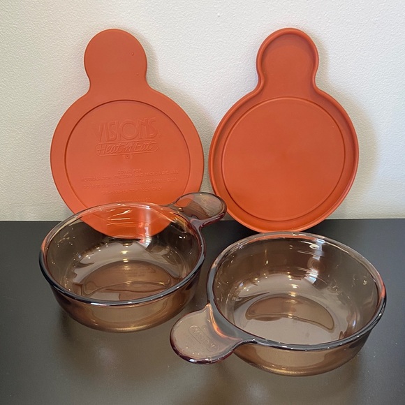 Corningware Other - Corningware Vision Amber Heat n Eat Cookware Set with Orange Lids